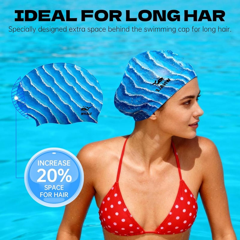Whale Extra Large Swim Cap Designed for Men and Women with Thick, Long Hair, Hair Extensions Or Afro-Textured Hair Long-Hair Swim Cap Highly Waterproof to Keep Hair Dry - Image 4